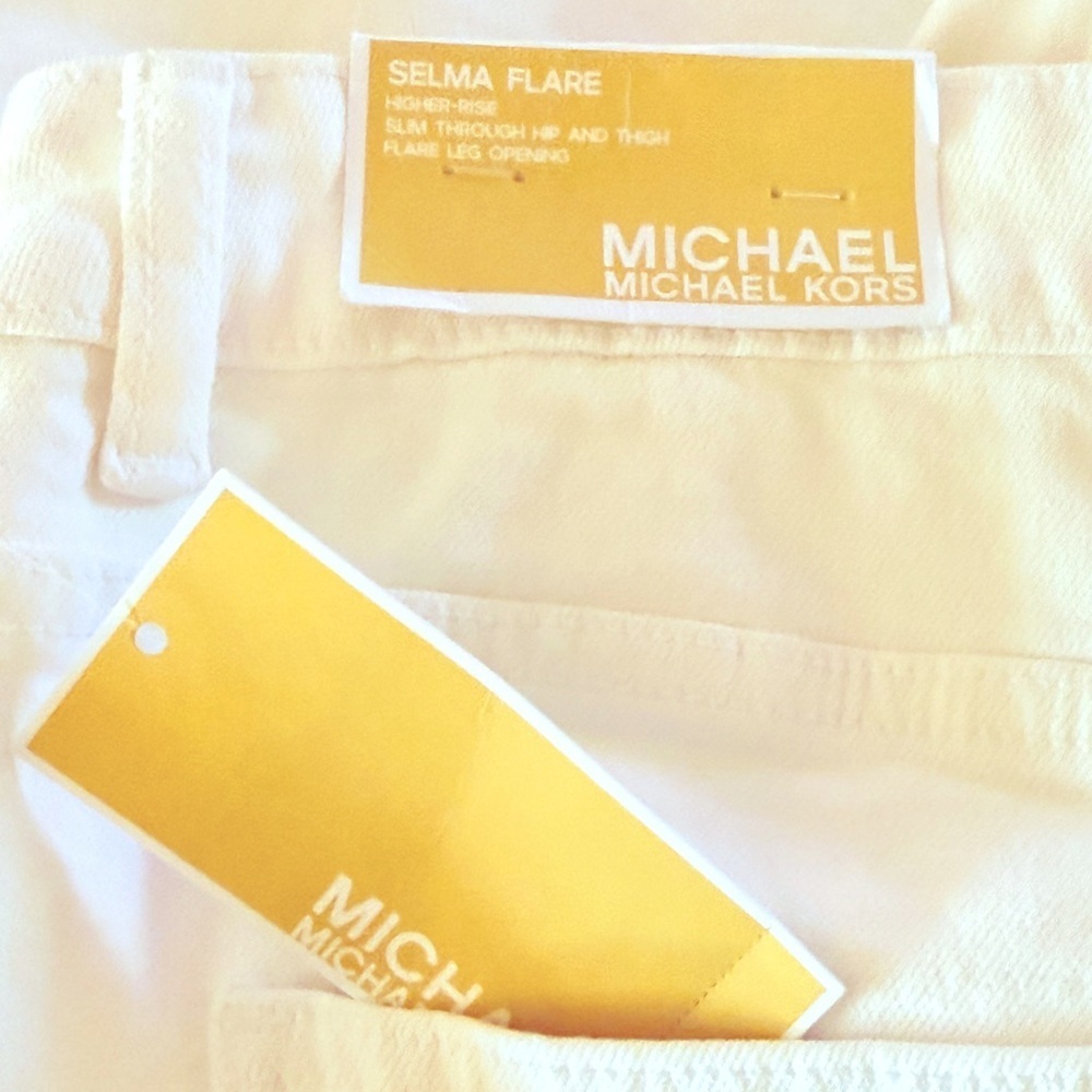 MICHAEL KORS Selma Flare Leg High Rise White Jeans Size 12 NEW - Picture 9 of 10